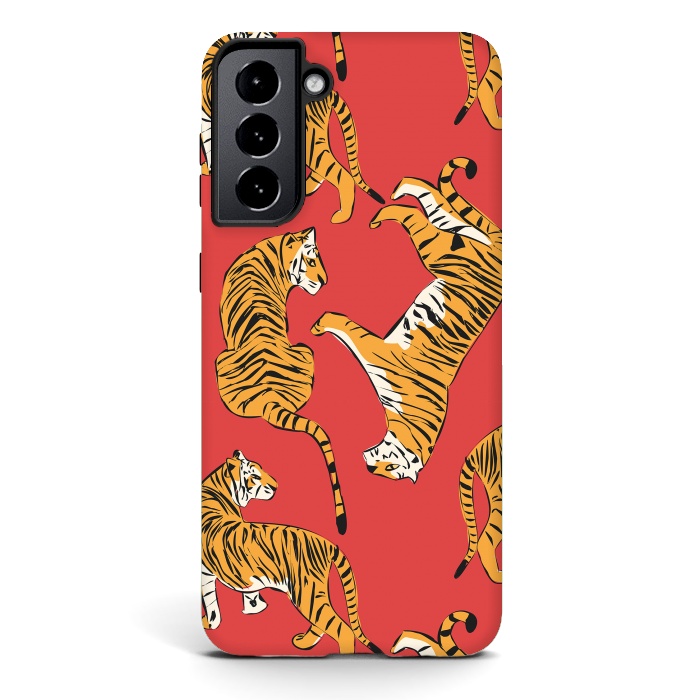 Galaxy S21 plus StrongFit Tiger Pattern, red, 005 by Jelena Obradovic