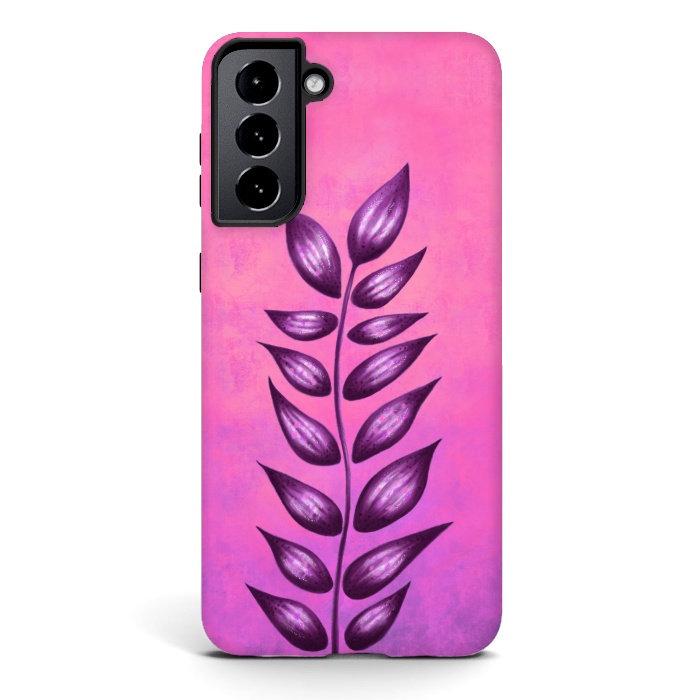Galaxy S21 StrongFit Abstract Plant Surreal Botanical Art In Pink And Purple by Boriana Giormova