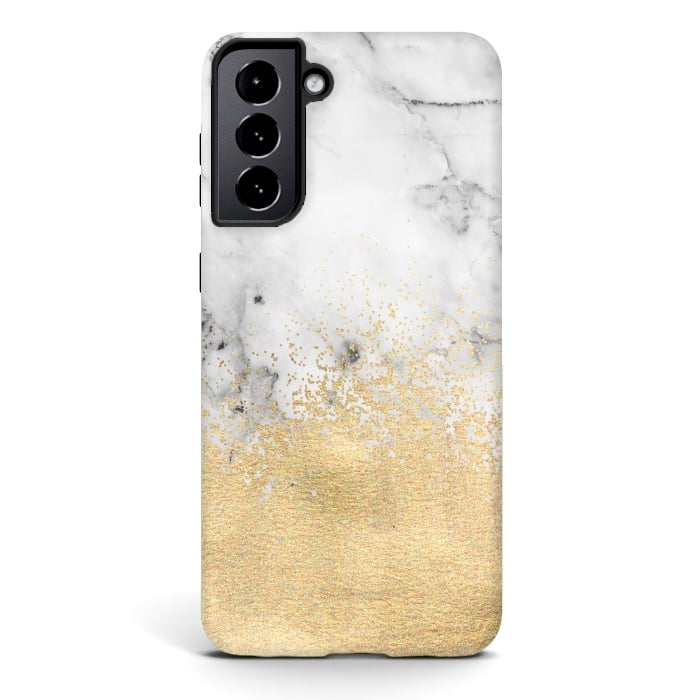 Galaxy S21 StrongFit Gold Dust on Marble by Tangerine-Tane