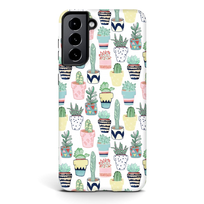 Galaxy S21 plus StrongFit Cute Cacti in Pots by Tangerine-Tane