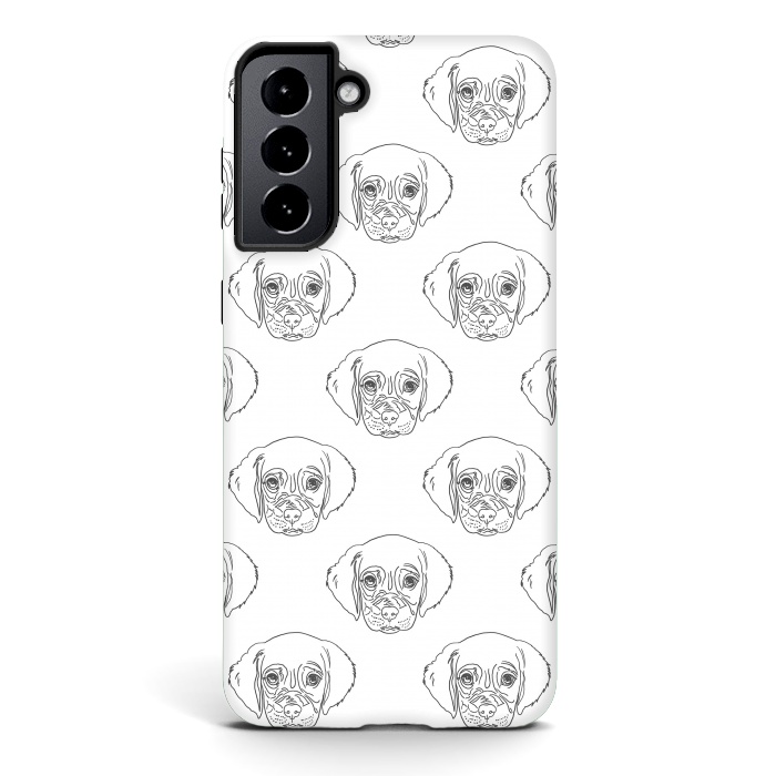 Galaxy S21 plus StrongFit Cute Gray Puppy Dog Hand Drawn Strokes Pattern by InovArts