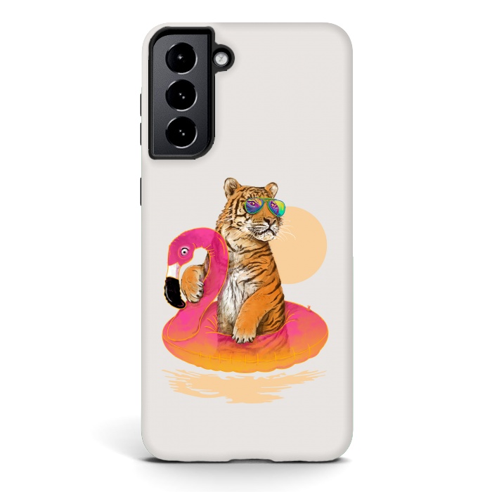 Galaxy S21 StrongFit Chillin Flamingo Tiger by 38 Sunsets