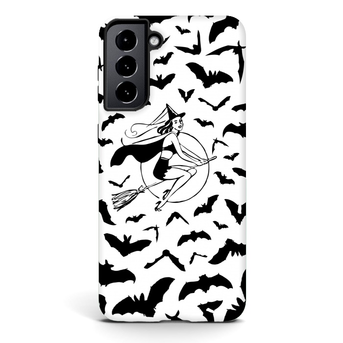 Galaxy S21 plus StrongFit Witch and flying bats vintage illustration by Oana 