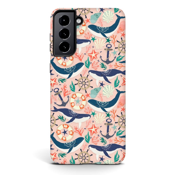 Galaxy S21 StrongFit Whale Song on Coral Blush by Tangerine-Tane