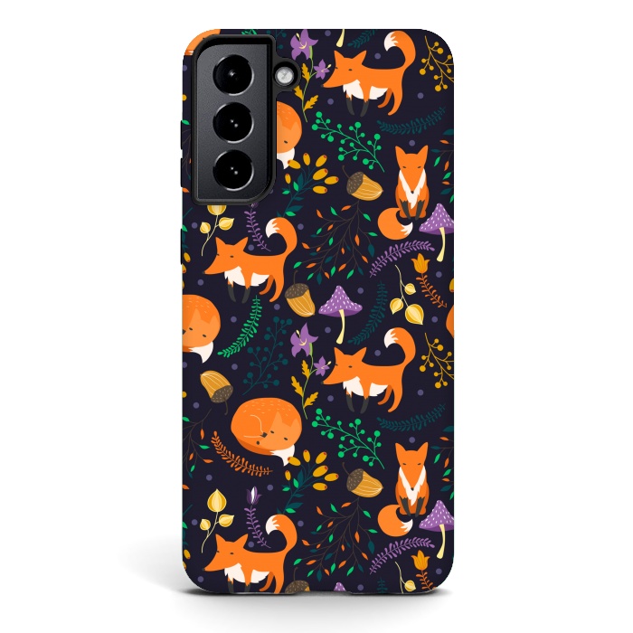 Galaxy S21 StrongFit Cute foxes by Julia Badeeva