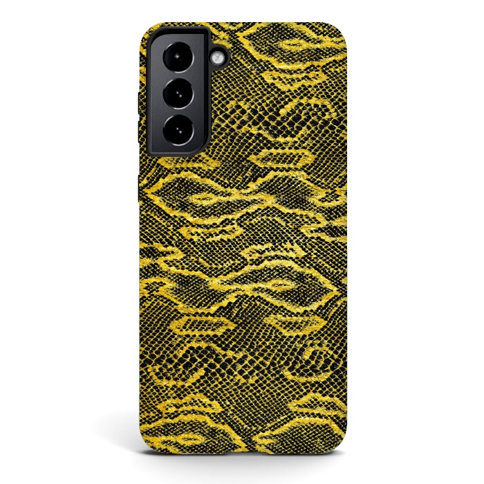 Galaxy S21 StrongFit Black and Gold Snake Skin I by Art Design Works