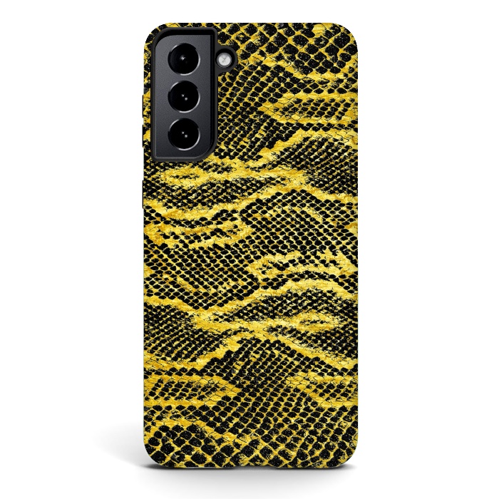 Galaxy S21 plus StrongFit Black and Gold Snake Skin II by Art Design Works