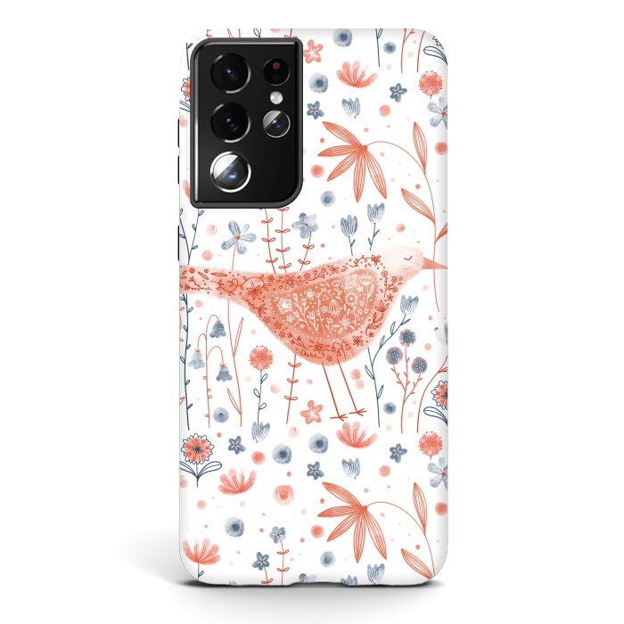 Galaxy S21 ultra StrongFit Apricot Bird by Nic Squirrell
