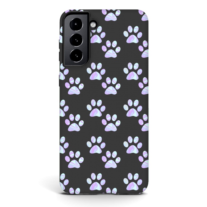 Galaxy S21 StrongFit Pastel Paw Prints Pattern by Julie Erin Designs