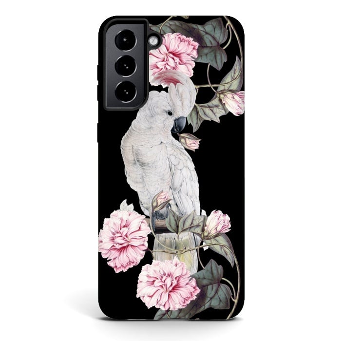 Galaxy S21 StrongFit Nostalgic White Cockatoo With Pink Flowers by  Utart
