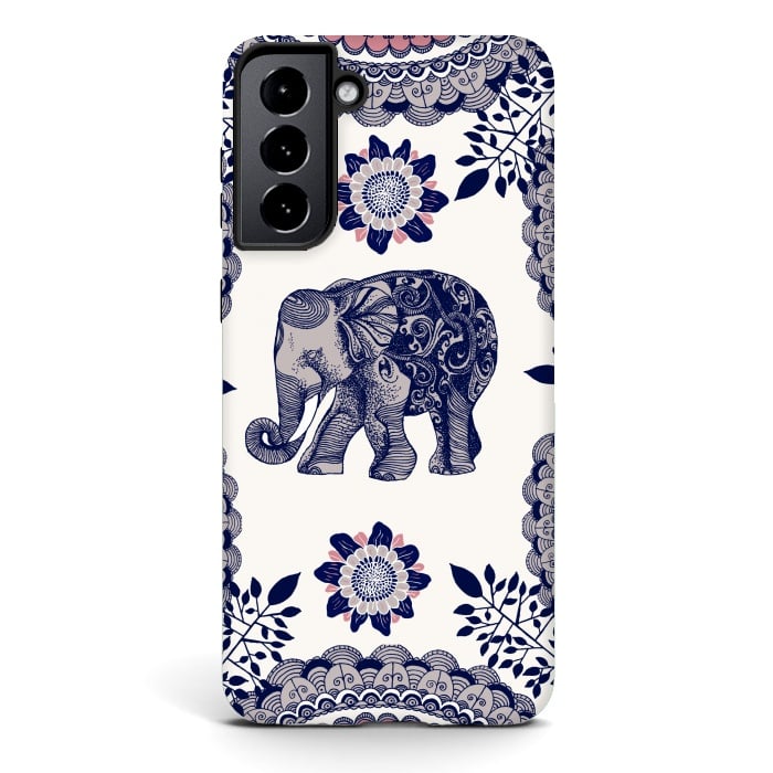 Galaxy S21 StrongFit Floral Elephant by Rose Halsey