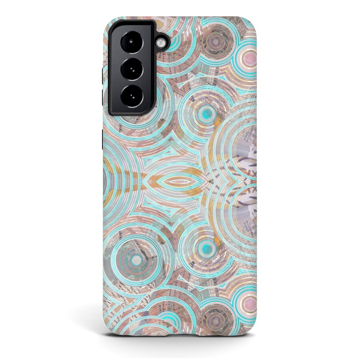 Galaxy S21 StrongFit Pastel playful African inspired circle sketch pattern by Oana 