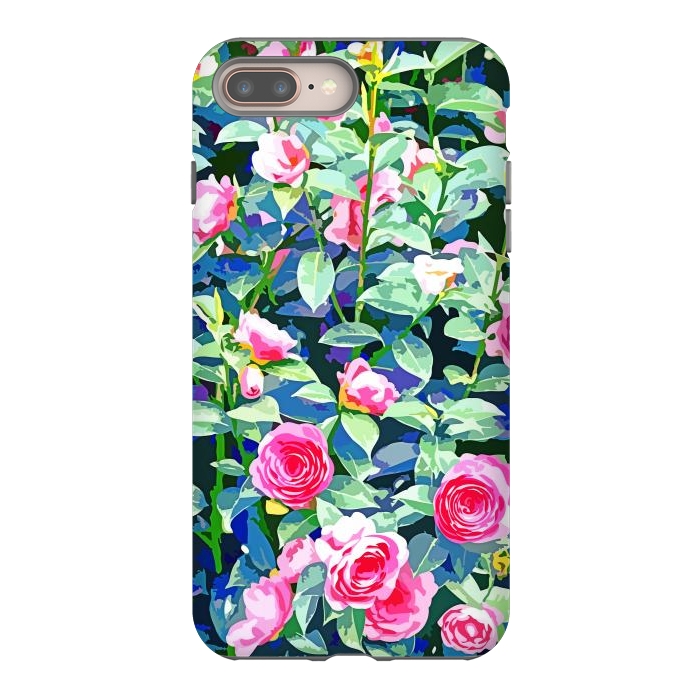 iPhone 7 plus StrongFit Winter Rose | Botanical Floral Garden | Boho Vintage Plants Meadow Roses Painting by Uma Prabhakar Gokhale