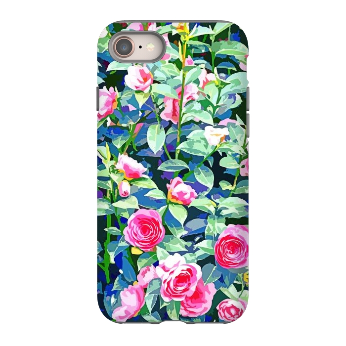 iPhone SE StrongFit Winter Rose | Botanical Floral Garden | Boho Vintage Plants Meadow Roses Painting by Uma Prabhakar Gokhale