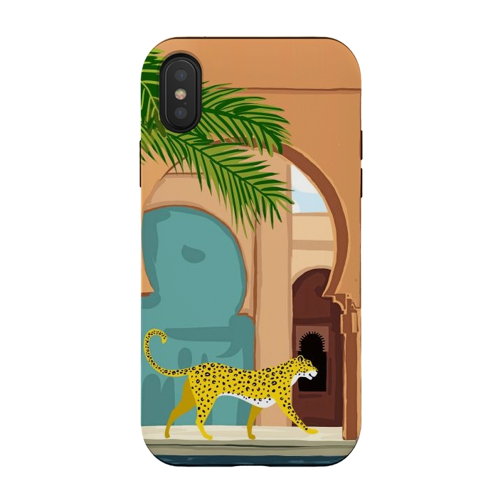 iPhone Xs / X StrongFit Cheetah Under The Moroccan Arch by Uma Prabhakar Gokhale