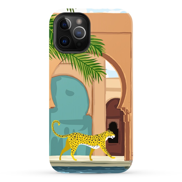 iPhone 12 Pro Max StrongFit Cheetah Under The Moroccan Arch by Uma Prabhakar Gokhale
