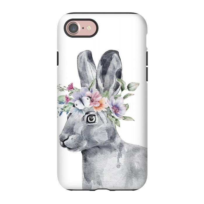 iPhone 7 StrongFit cute watercolor rabbit with flowers by haroulita