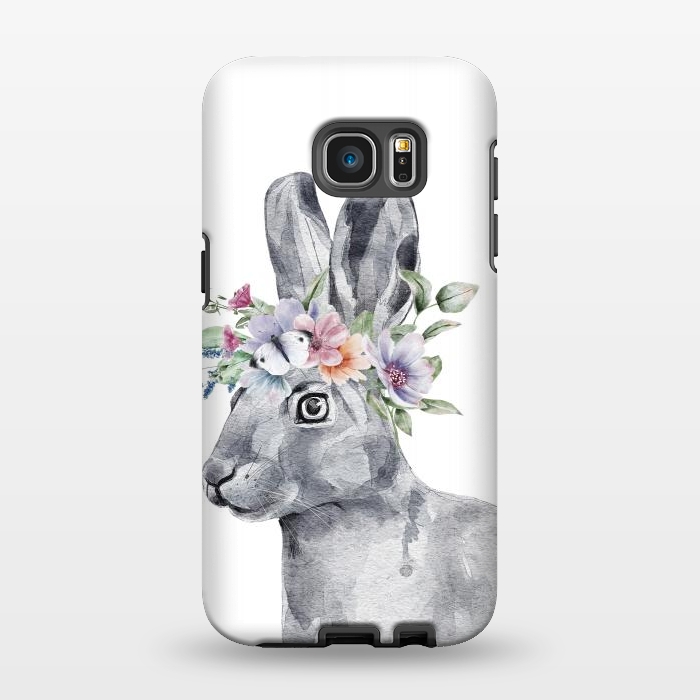 Galaxy S7 EDGE StrongFit cute watercolor rabbit with flowers by haroulita