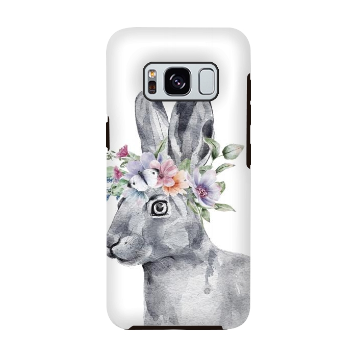 Galaxy S8 StrongFit cute watercolor rabbit with flowers by haroulita