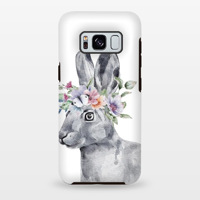 Galaxy S8 plus StrongFit cute watercolor rabbit with flowers by haroulita