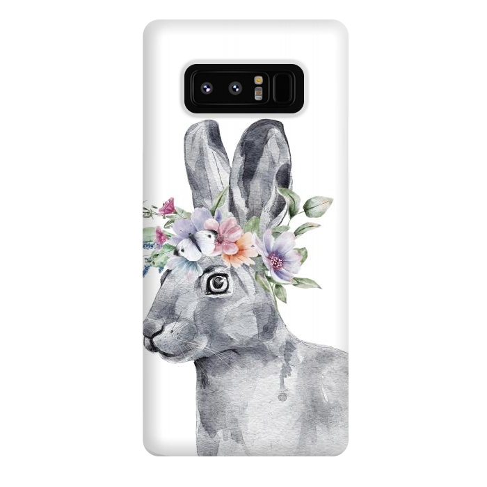 Galaxy Note 8 StrongFit cute watercolor rabbit with flowers by haroulita
