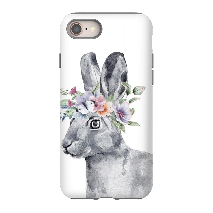 iPhone 8 StrongFit cute watercolor rabbit with flowers by haroulita
