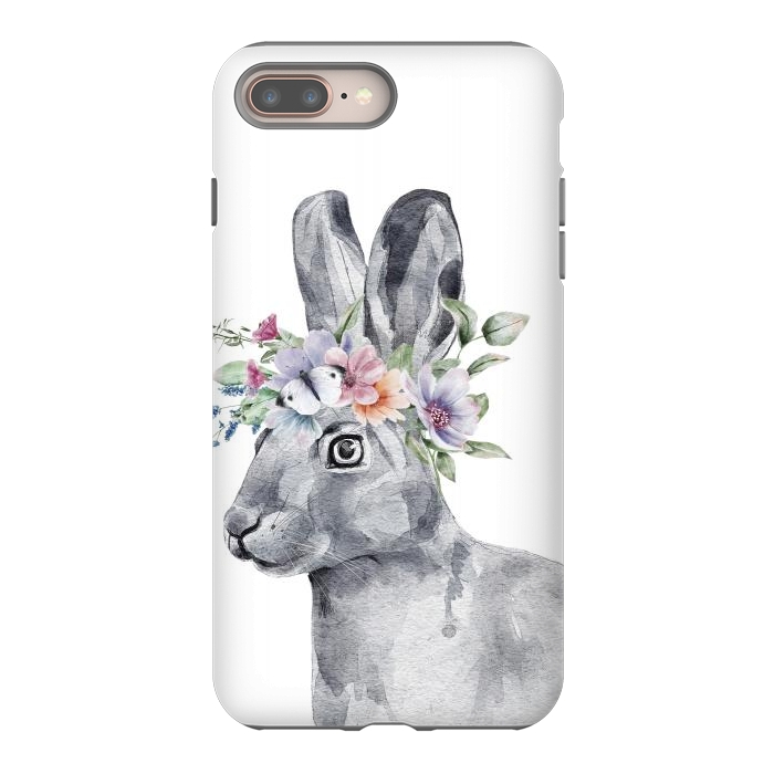 iPhone 8 plus StrongFit cute watercolor rabbit with flowers by haroulita