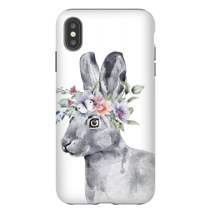 iPhone Xs Max StrongFit cute watercolor rabbit with flowers by haroulita