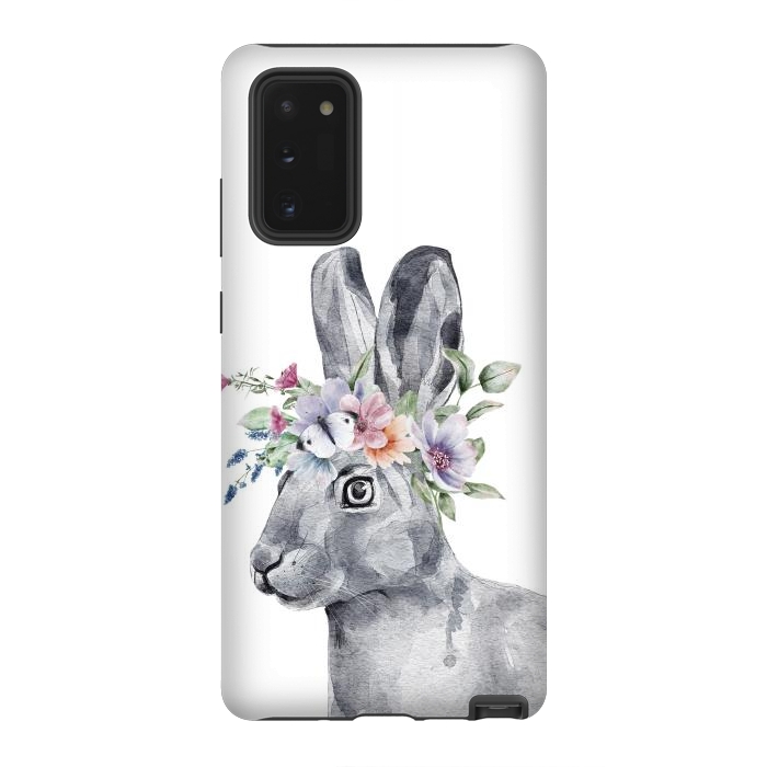 Galaxy Note 20 StrongFit cute watercolor rabbit with flowers by haroulita
