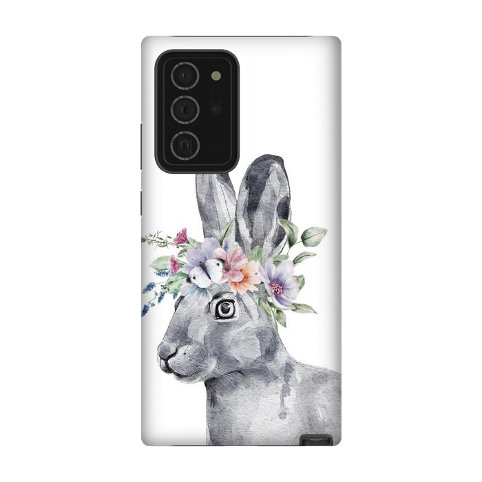 Galaxy Note 20 Ultra StrongFit cute watercolor rabbit with flowers by haroulita