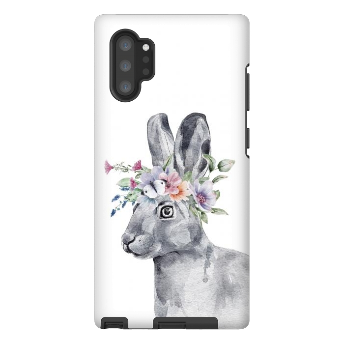 Galaxy Note 10 plus StrongFit cute watercolor rabbit with flowers by haroulita