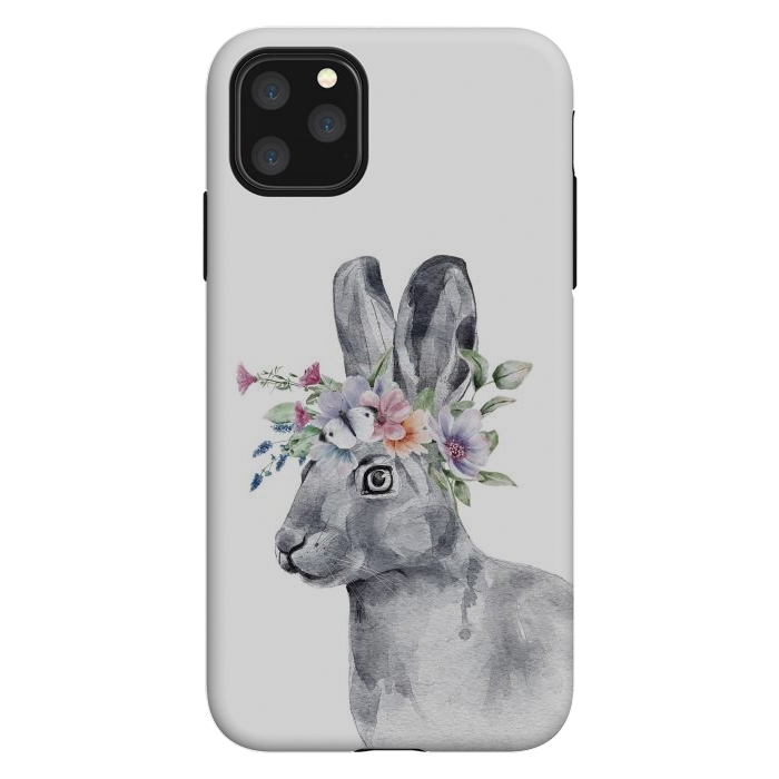 iPhone 11 Pro Max StrongFit cute watercolor rabbit with flowers by haroulita