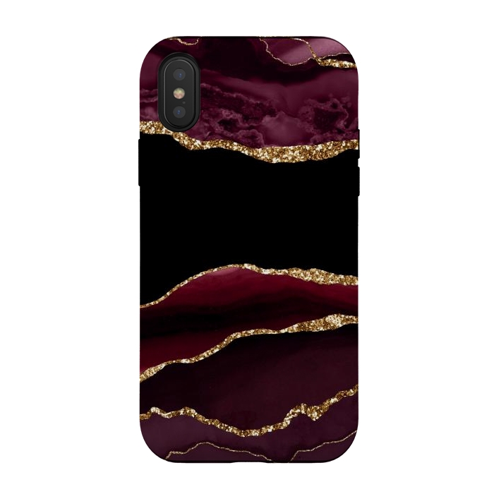 iPhone Xs / X StrongFit burgundy agate marble by haroulita