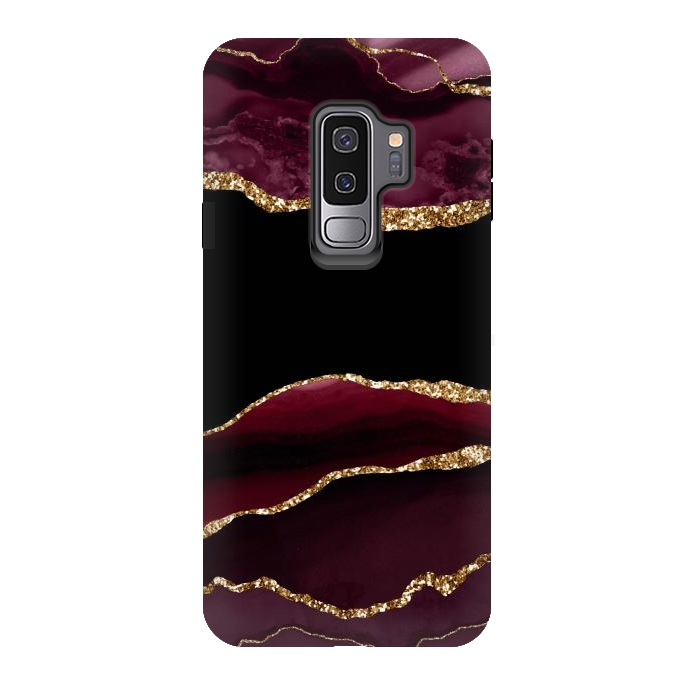 Galaxy S9 plus StrongFit burgundy agate marble by haroulita