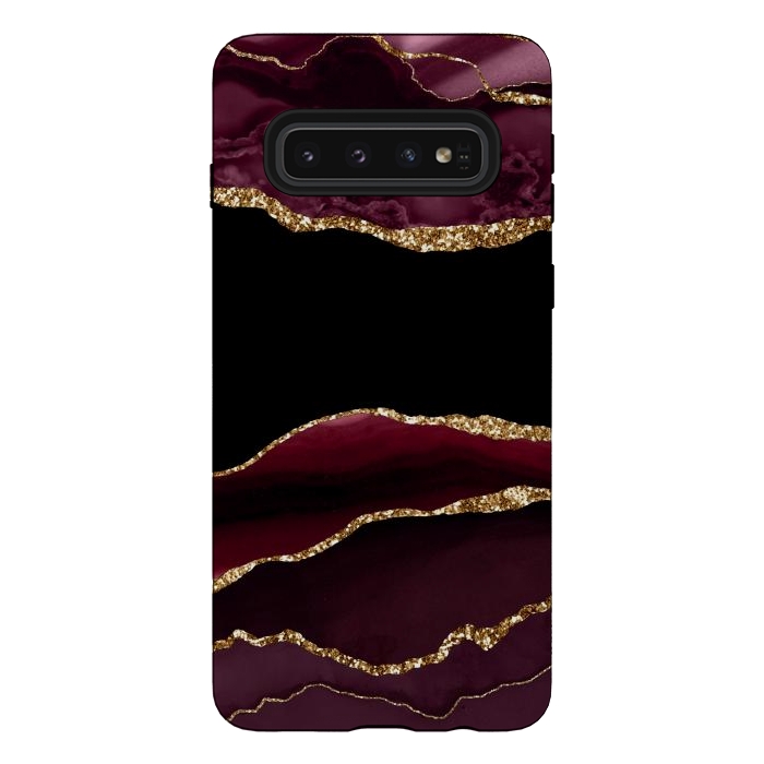 Galaxy S10 StrongFit burgundy agate marble by haroulita