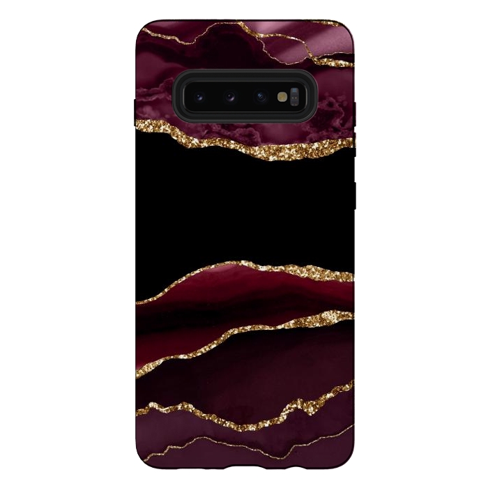 Galaxy S10 plus StrongFit burgundy agate marble by haroulita