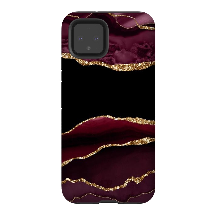 Pixel 4 StrongFit burgundy agate marble by haroulita