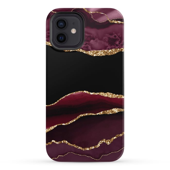 iPhone 12 StrongFit burgundy agate marble por haroulita