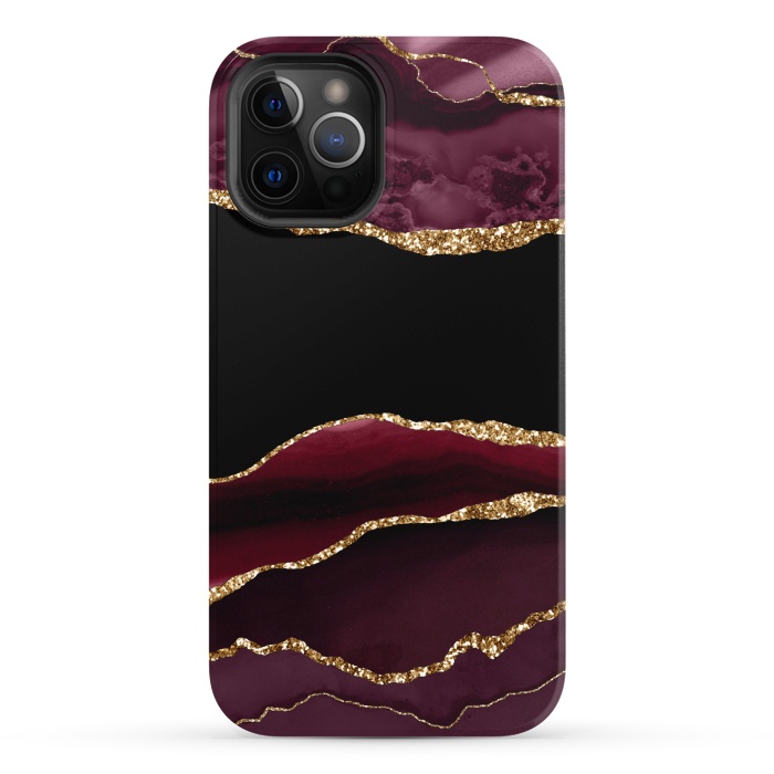 iPhone 12 Pro StrongFit burgundy agate marble by haroulita