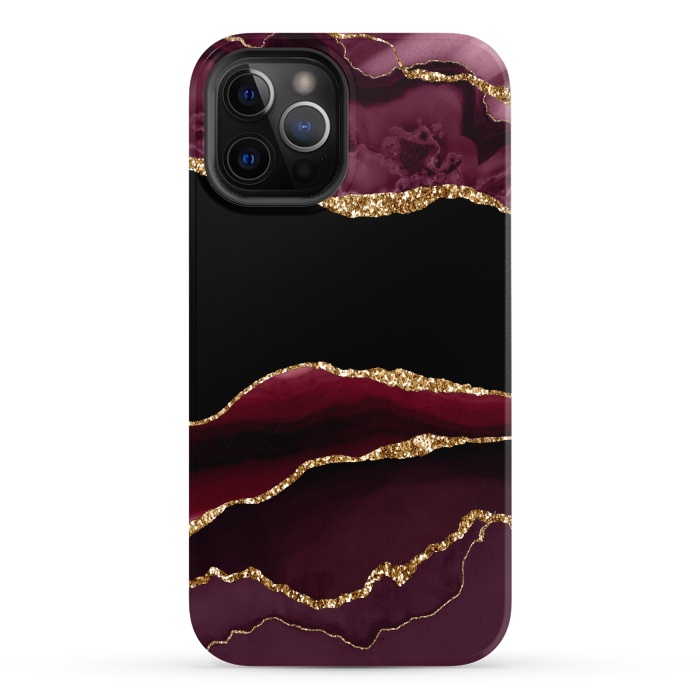 iPhone 12 Pro Max StrongFit burgundy agate marble by haroulita