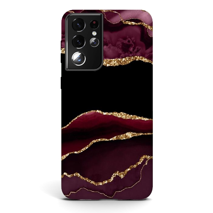 Galaxy S21 ultra StrongFit burgundy agate marble by haroulita