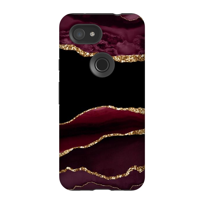 Pixel 3A StrongFit burgundy agate marble by haroulita