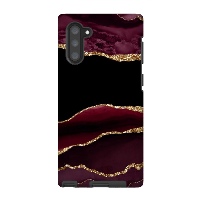 Galaxy Note 10 StrongFit burgundy agate marble by haroulita