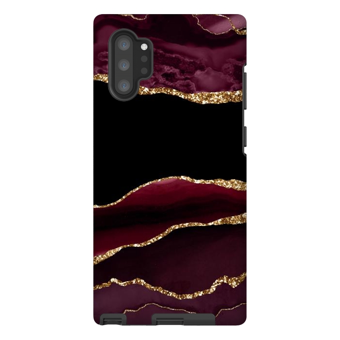 Galaxy Note 10 plus StrongFit burgundy agate marble by haroulita