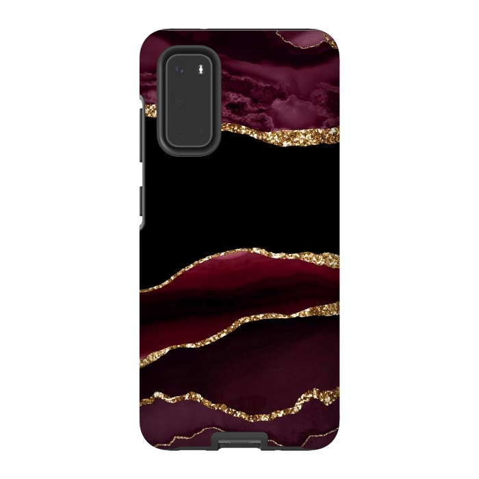 Galaxy S20 StrongFit burgundy agate marble by haroulita