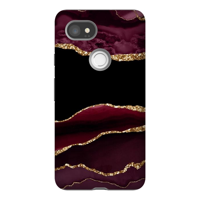 Pixel 2XL StrongFit burgundy agate marble by haroulita