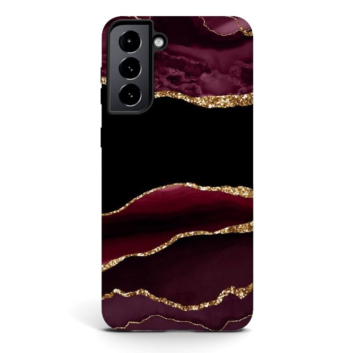 Galaxy S21 StrongFit burgundy agate marble by haroulita