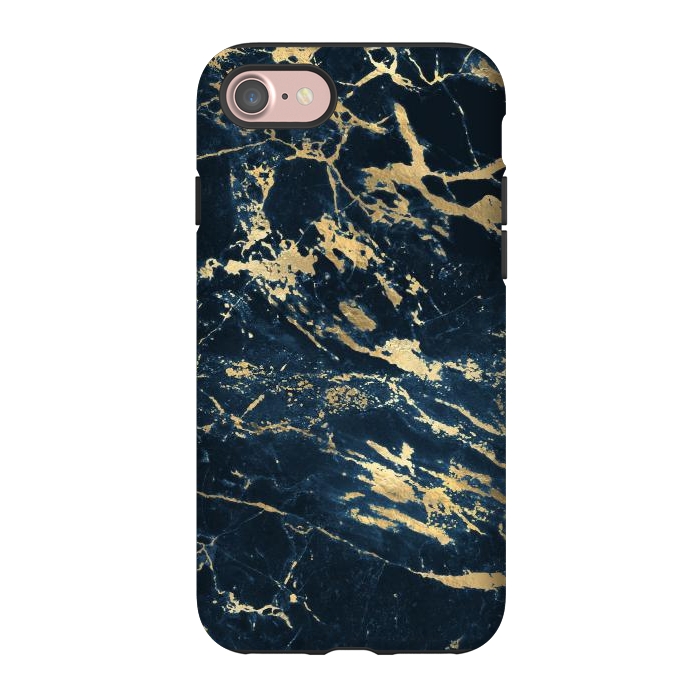 iPhone 7 StrongFit dark blue gold marble by haroulita