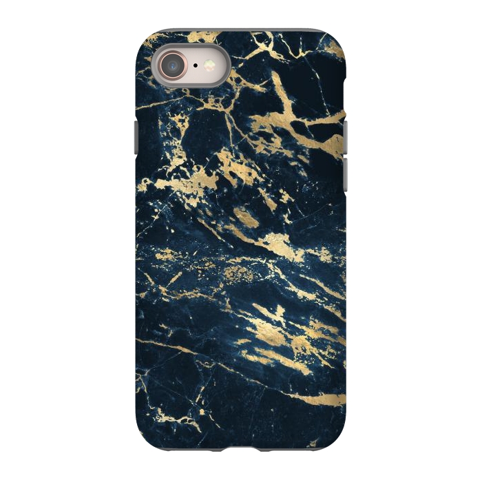 iPhone 8 StrongFit dark blue gold marble by haroulita