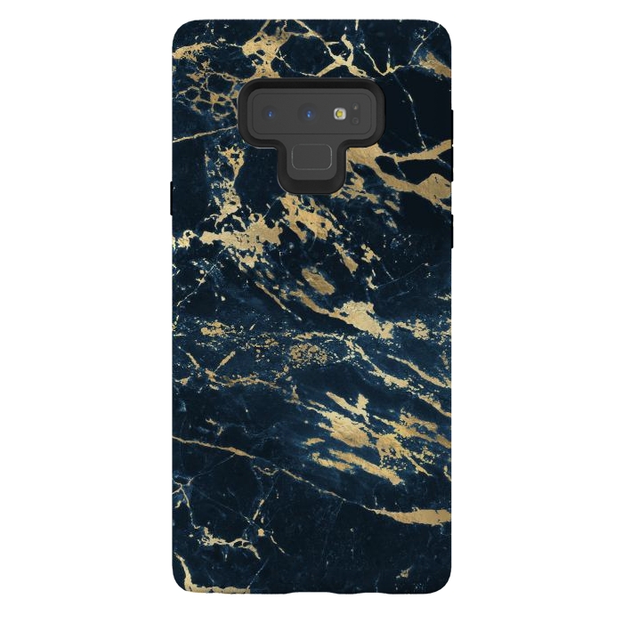 Galaxy Note 9 StrongFit dark blue gold marble by haroulita